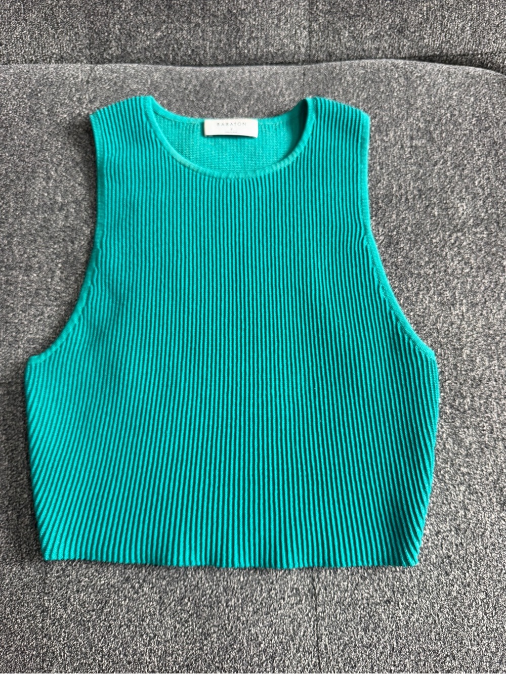 Aritzia Teal Ribbed Knit Crop Top